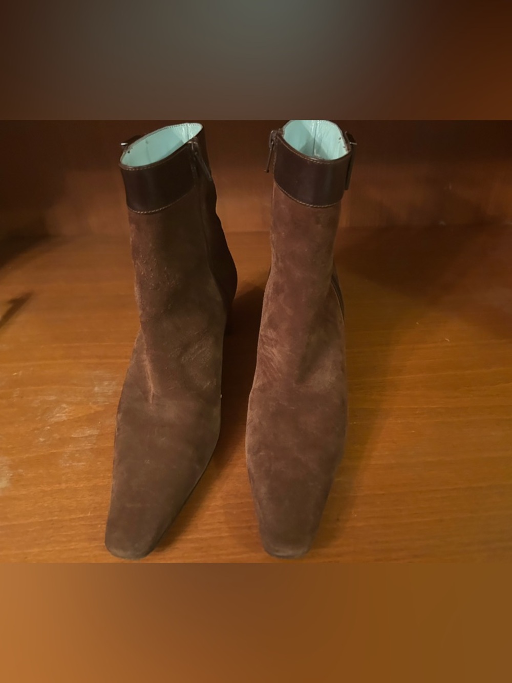 Coach Hillary style Women's Brown Suede Ankle Boots - Classic Zip & Block Heel, - Picture 2 of 6